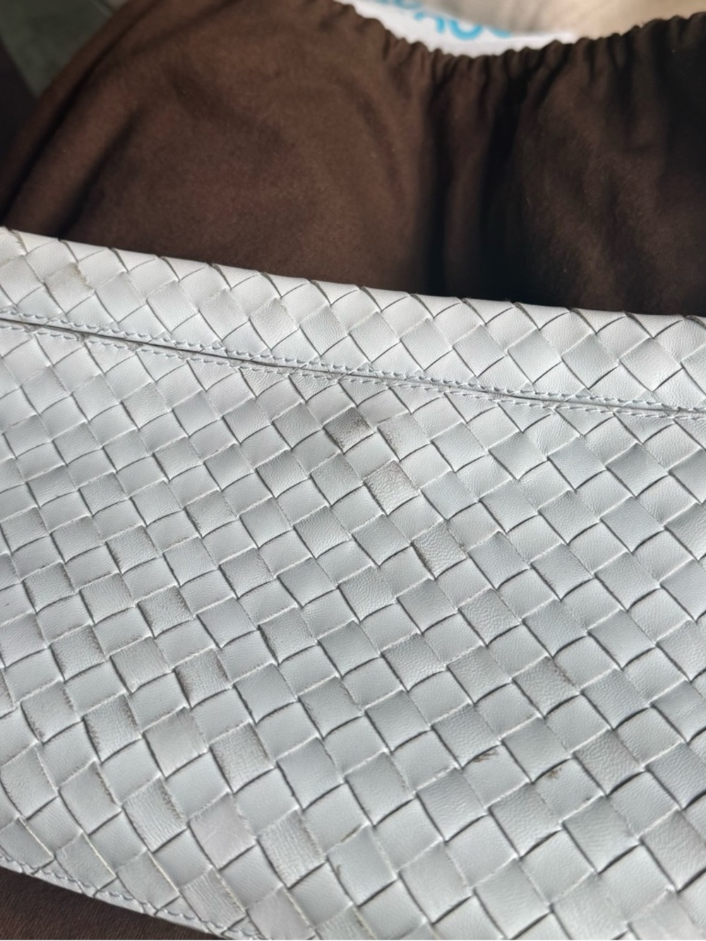Bottega Veneta Woven Leather Light Blue and Gold Shoulder Bag w/dust bag and COA - Picture 4 of 8